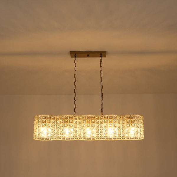 Chandelierias - 5 - Light Luxury Faceted Crystal Island Chandelier - Chandeliers - Wavy -
