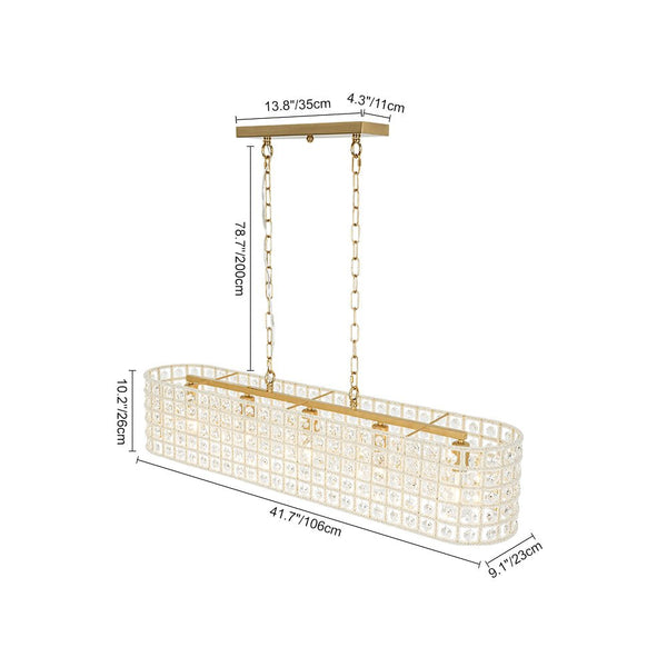 Chandelierias - 5 - Light Luxury Faceted Crystal Island Chandelier - Chandeliers - Wavy -