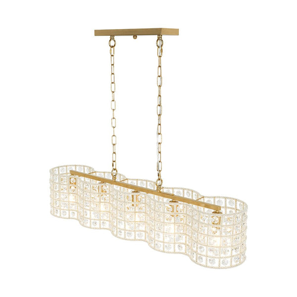 Chandelierias - 5 - Light Luxury Faceted Crystal Island Chandelier - Chandeliers - Wavy -