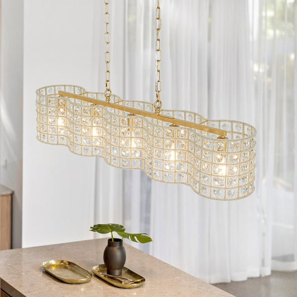 Chandelierias - 5 - Light Luxury Faceted Crystal Island Chandelier - Chandeliers - Wavy -