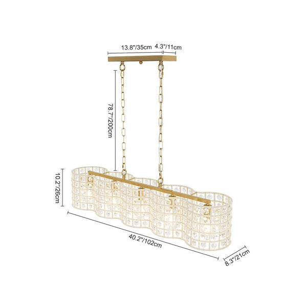 Chandelierias - 5 - Light Luxury Faceted Crystal Island Chandelier - Chandeliers - Wavy -