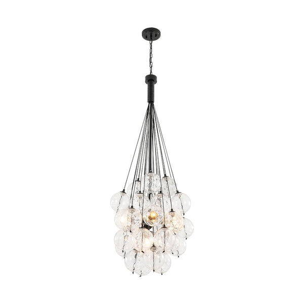 Chandelierias-5-Light Multi-globe Dimpled Glass Bubble Chandelier-Chandeliers-Black-