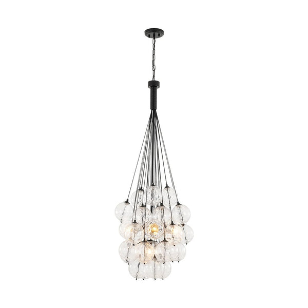 Chandelierias-5-Light Multi-globe Dimpled Glass Bubble Chandelier-Chandeliers-Black-