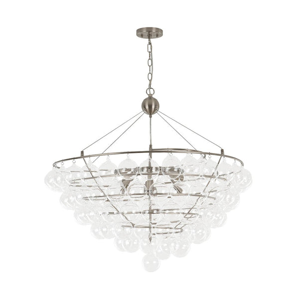 Chandelierias - 5 - Light Spiral Clear Glass Globe Bubble Chandelier - Chandelier - Nickel -