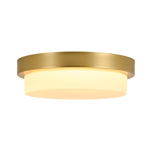 Chandelierias-5CCT Dimmable LED Brass Circular Milk Glass Tiered Flush Mount-Flush Mount-2-Pack-