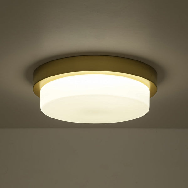 Chandelierias-5CCT Dimmable LED Brass Circular Milk Glass Tiered Flush Mount-Flush Mount-2-Pack-