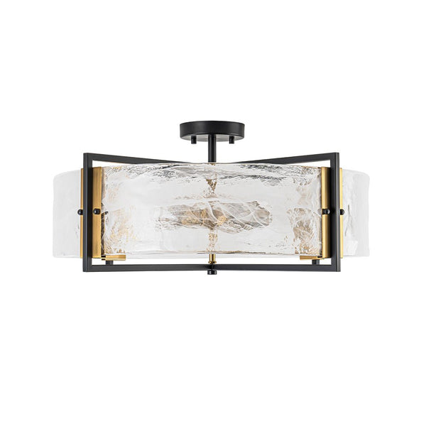 Chandelierias - 6 - Light Cloud Glass Drum Semi - Flush Mount Ceiling Light - Chandeliers - 6 Bulbs (Back - order & Arrive in 3 - 4 Weeks) -