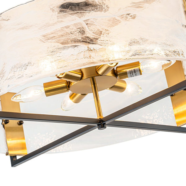 Chandelierias - 6 - Light Cloud Glass Drum Semi - Flush Mount Ceiling Light - Chandeliers - 6 Bulbs (Back - order & Arrive in 3 - 4 Weeks) -