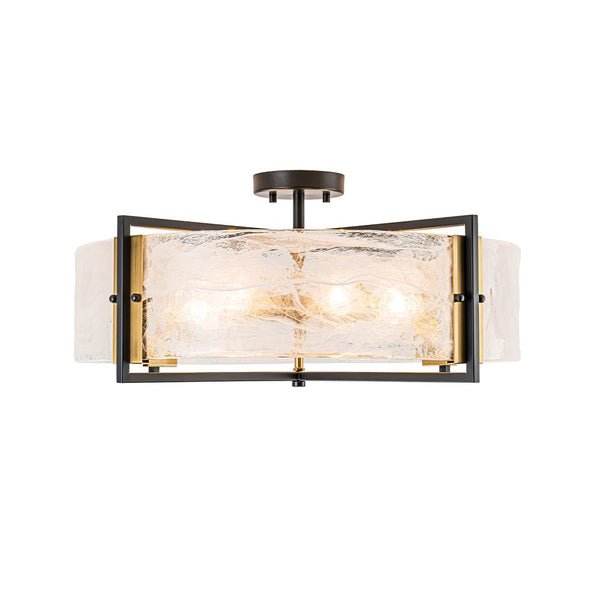 Chandelierias - 6 - Light Cloud Glass Drum Semi - Flush Mount Ceiling Light - Chandeliers - 6 Bulbs (Back - order & Arrive in 3 - 4 Weeks) -