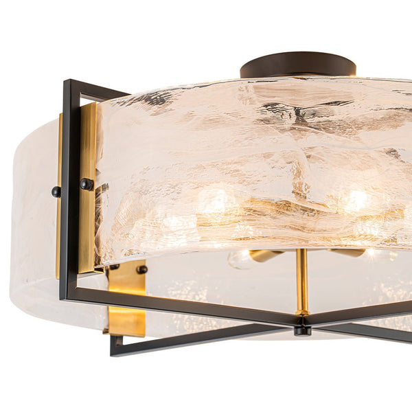 Chandelierias - 6 - Light Cloud Glass Drum Semi - Flush Mount Ceiling Light - Chandeliers - 6 Bulbs (Back - order & Arrive in 3 - 4 Weeks) -