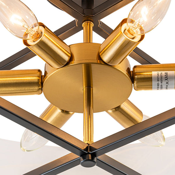 Chandelierias - 6 - Light Cloud Glass Drum Semi - Flush Mount Ceiling Light - Chandeliers - 6 Bulbs (Back - order & Arrive in 3 - 4 Weeks) -