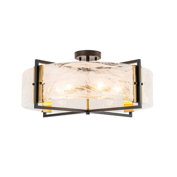 Chandelierias - 6 - Light Cloud Glass Drum Semi - Flush Mount Ceiling Light - Chandeliers - 6 Bulbs (Back - order & Arrive in 3 - 4 Weeks) -