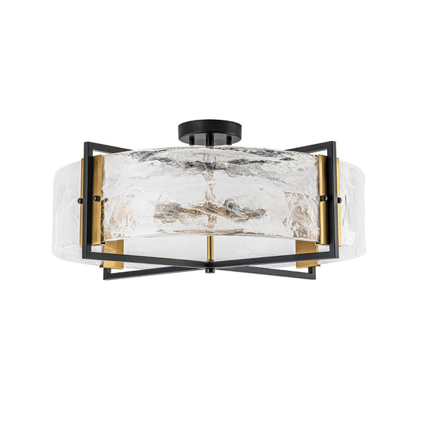 Chandelierias - 6 - Light Cloud Glass Drum Semi - Flush Mount Ceiling Light - Chandeliers - 6 Bulbs (Back - order & Arrive in 3 - 4 Weeks) -