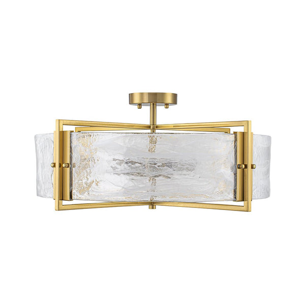 Chandelierias - 6 - Light Cloud Glass Drum Semi - Flush Mount Ceiling Light - Semi Flush - 6 Bulbs - Gold