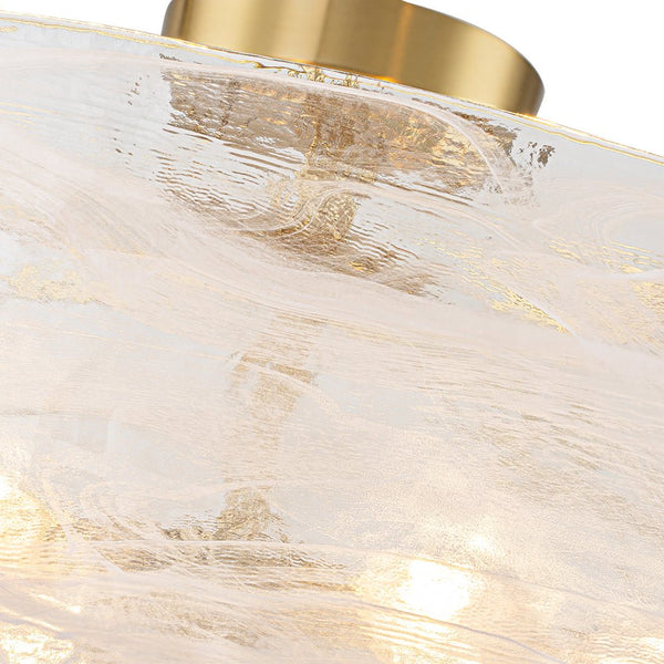 Chandelierias - 6 - Light Cloud Glass Drum Semi - Flush Mount Ceiling Light - Semi Flush - 6 Bulbs - Gold