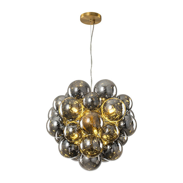 Chandelierias-6-Light Cluster Black Pearl Glass Bubble Chandelier-Chandeliers-Brass-
