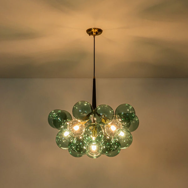 Chandelierias-6-Light Emerald Bubble Blooming Glass Chandelier-Chandeliers-Gold-