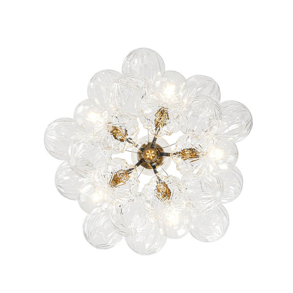 Chandelierias-6-Light Gold Cluster Bubble Wave Globe Glass Chandelier-Chandeliers-White & Gold-