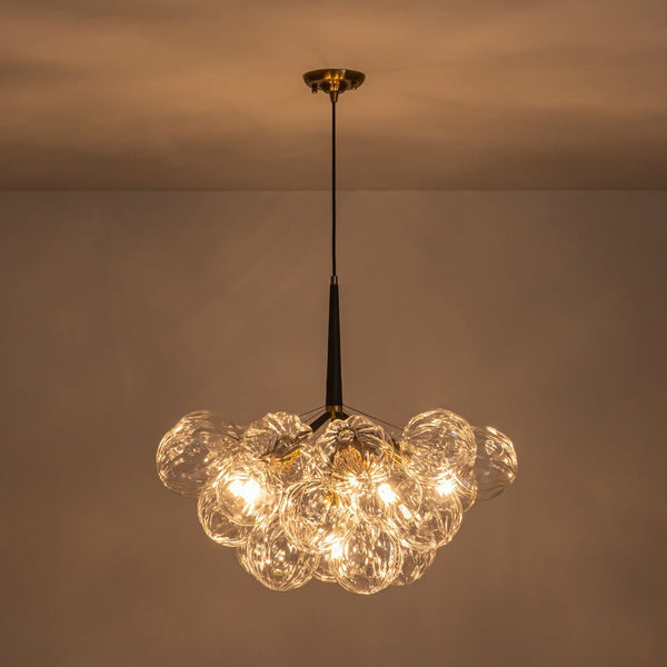 Chandelierias-6-Light Gold Cluster Bubble Wave Globe Glass Chandelier-Chandeliers-White & Gold-