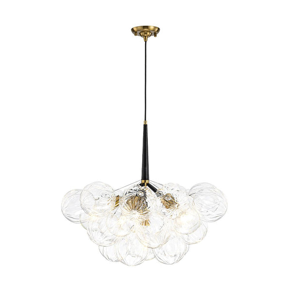 Chandelierias-6-Light Gold Cluster Bubble Wave Globe Glass Chandelier-Chandeliers-White & Gold-