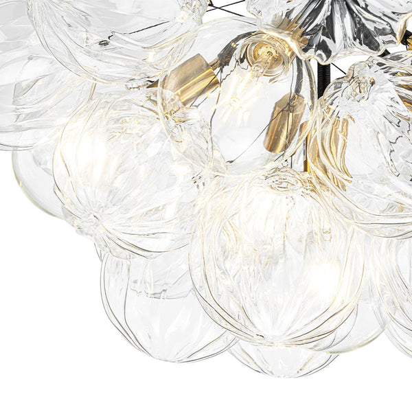 Chandelierias-6-Light Gold Cluster Bubble Wave Globe Glass Chandelier-Chandeliers-White & Gold-