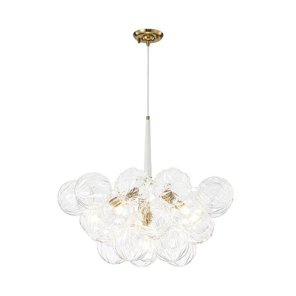 Chandelierias-6-Light Gold Cluster Bubble Wave Globe Glass Chandelier-Chandeliers-White & Gold-