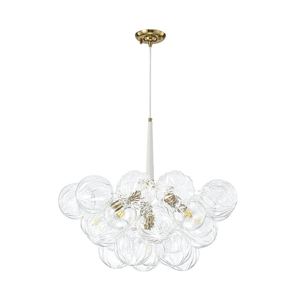 Chandelierias-6-Light Gold Cluster Bubble Wave Globe Glass Chandelier-Chandeliers-White & Gold-