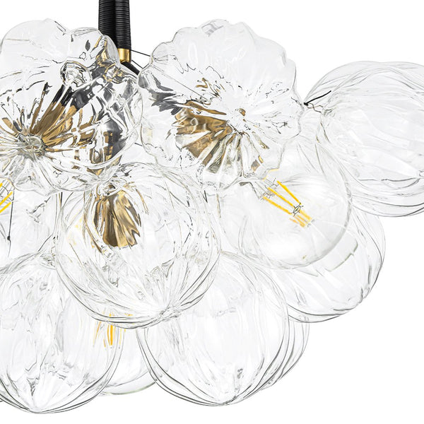Chandelierias-6-Light Gold Cluster Bubble Wave Globe Glass Chandelier-Chandeliers-White & Gold-