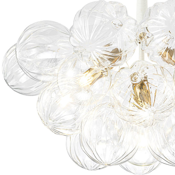 Chandelierias-6-Light Gold Cluster Bubble Wave Globe Glass Chandelier-Chandeliers-White & Gold-