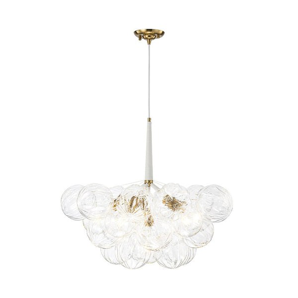 Chandelierias-6-Light Gold Cluster Bubble Wave Globe Glass Chandelier-Chandeliers-White & Gold-