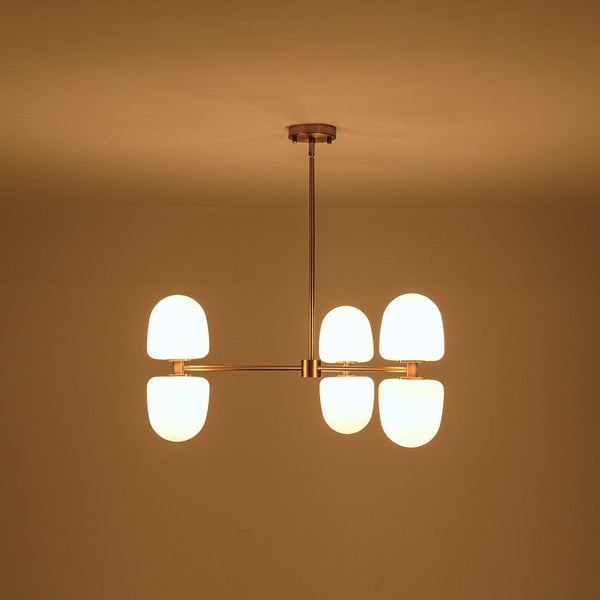 Chandelierias-6-Light Linear Sputnik Capsule Frosted Glass Semi-flush Chandelier-Chandeliers-Brass-