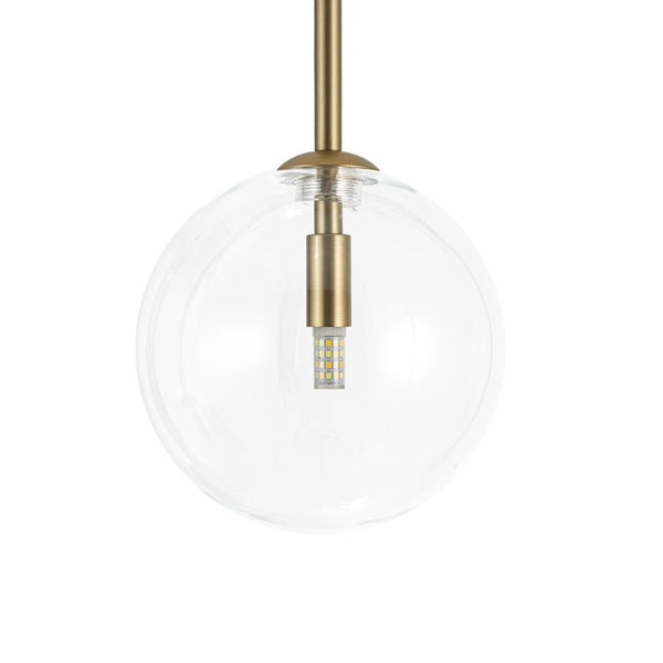 Chandelierias - 7 - Light Clear Glass Globe Modern Linear Chandelier - Chandeliers - Brass -