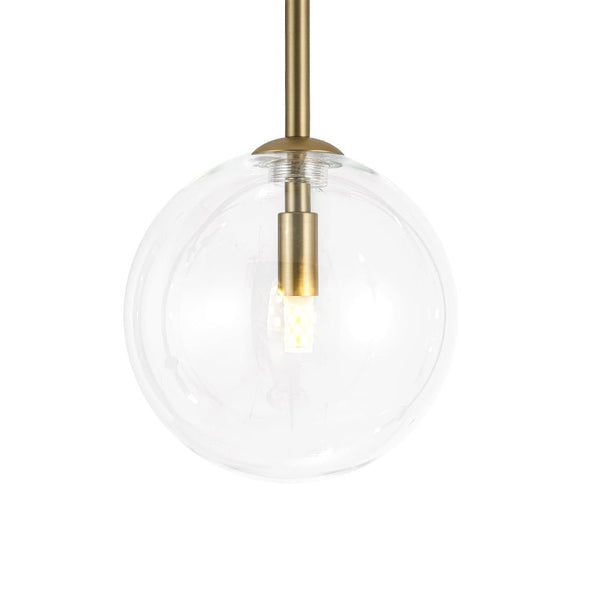 Chandelierias - 7 - Light Clear Glass Globe Modern Linear Chandelier - Chandeliers - Brass -