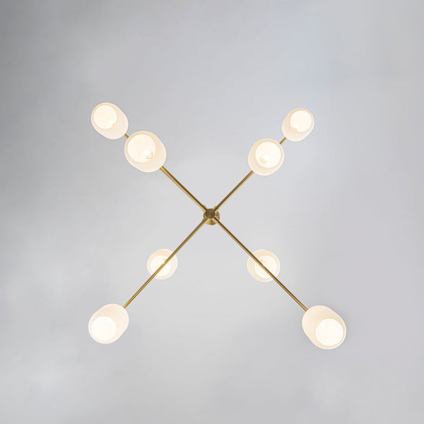 Chandelierias-8-Light Branch Linear Frosted White Glass Tiered Chandelier-Chandeliers-Brass-