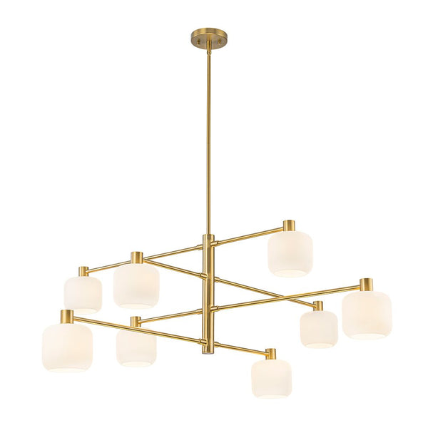 Chandelierias-8-Light Branch Linear Frosted White Glass Tiered Chandelier-Chandeliers-Brass-
