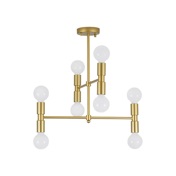Chandelierias - 8 - Light Crossing Arm Tiered Linear Chandelier - Chandeliers - Brass -