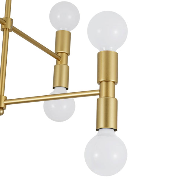 Chandelierias - 8 - Light Crossing Arm Tiered Linear Chandelier - Chandeliers - Brass -