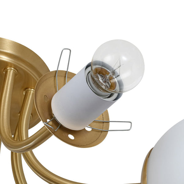 Chandelierias - 8 - Light Dreamy Bouquet Frosted Glass Globe Semi - Flush Mount - Semi Flush - Brass -