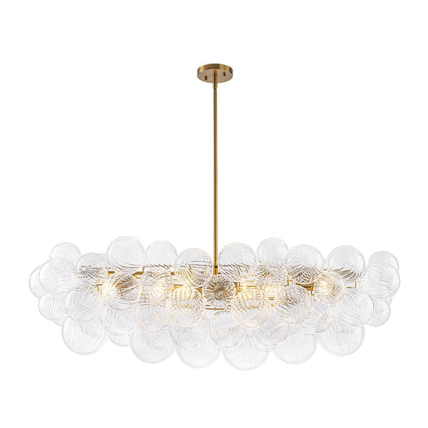 Chandelierias - 8 - Light Glam Ribbed Glass Globe Bubble Dining Chandelier - Chandeliers - Brass -