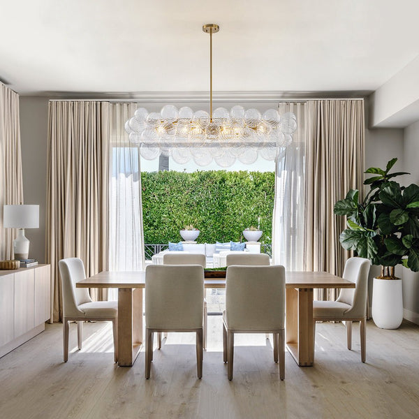 Chandelierias - 8 - Light Glam Ribbed Glass Globe Bubble Dining Chandelier - Chandeliers - Brass -