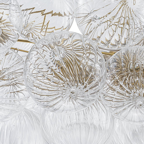 Chandelierias - 8 - Light Glam Ribbed Glass Globe Bubble Dining Chandelier - Chandeliers - Brass -