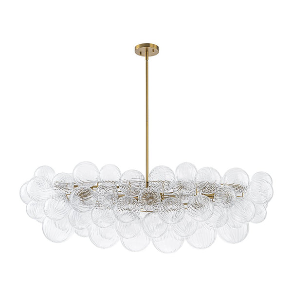 Chandelierias - 8 - Light Glam Ribbed Glass Globe Bubble Dining Chandelier - Chandeliers - Brass -