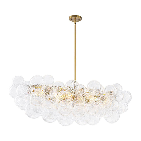 Chandelierias - 8 - Light Glam Ribbed Glass Globe Bubble Dining Chandelier - Chandeliers - Brass -
