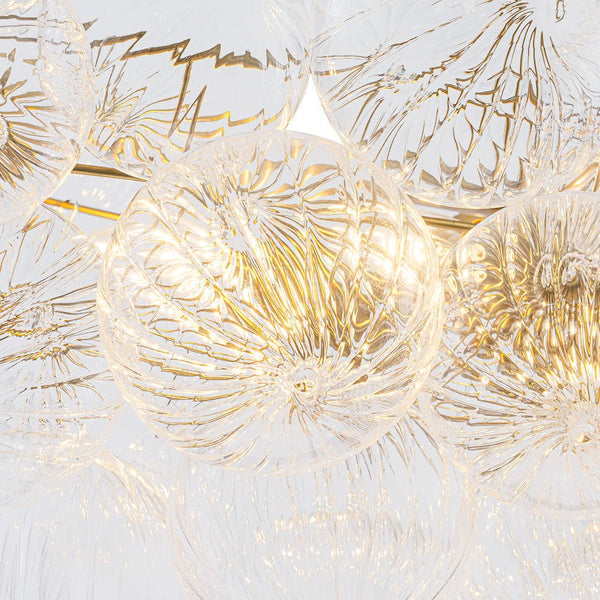Chandelierias - 8 - Light Glam Ribbed Glass Globe Bubble Dining Chandelier - Chandeliers - Brass -
