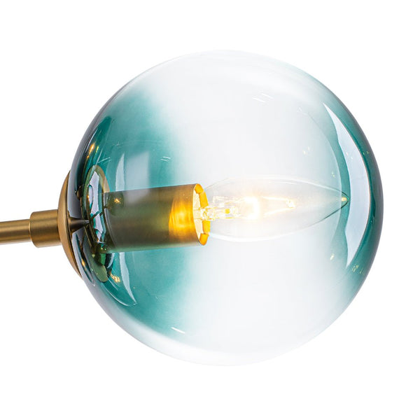 Chandelierias - 8 - Light Gradient Teal Glass Modern Linear Chandelier - Chandeliers - Black -