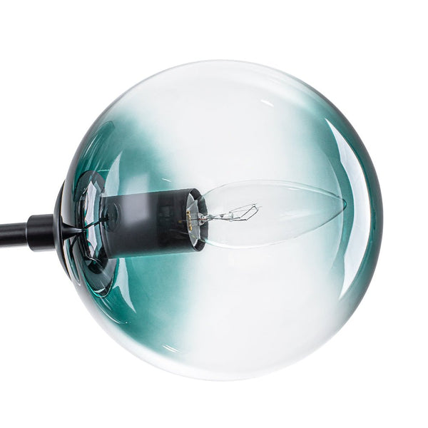 Chandelierias - 8 - Light Gradient Teal Glass Modern Linear Chandelier - Chandeliers - Black -