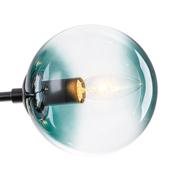 Chandelierias - 8 - Light Gradient Teal Glass Modern Linear Chandelier - Chandeliers - Black -