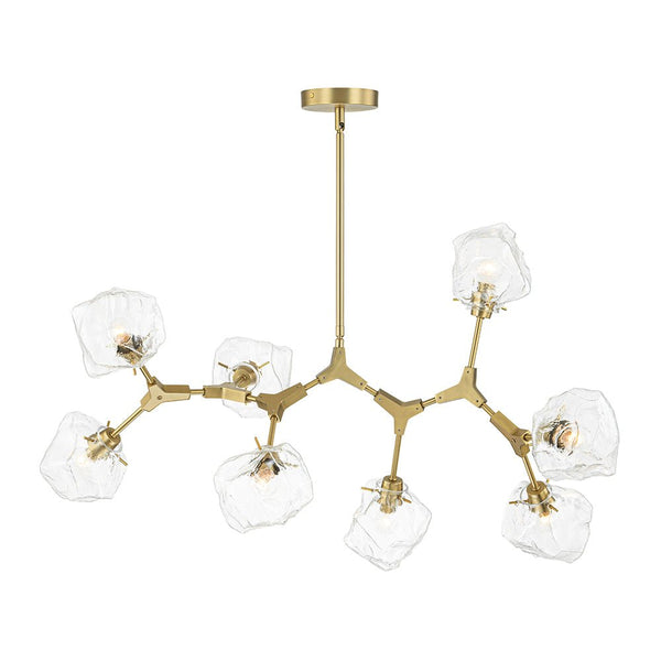 Chandelierias - 8 - Light Modern Ice Glass Cube Branch Linear Chandelier - Chandeliers - Brass -
