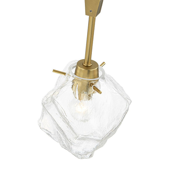 Chandelierias - 8 - Light Modern Ice Glass Cube Branch Linear Chandelier - Chandeliers - Brass -