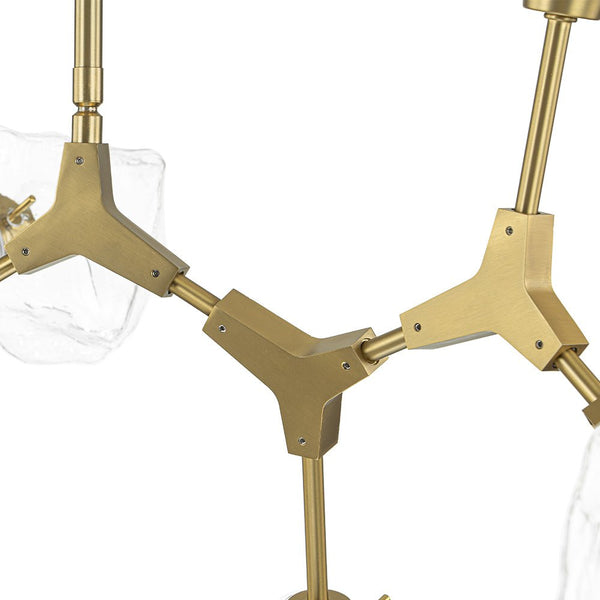 Chandelierias - 8 - Light Modern Ice Glass Cube Branch Linear Chandelier - Chandeliers - Brass -